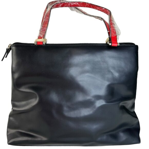 Roberta di Camerino Tote Shoulder Bag Ribbon Motif Leather red PVC Closed Zippe - Picture 2 of 16